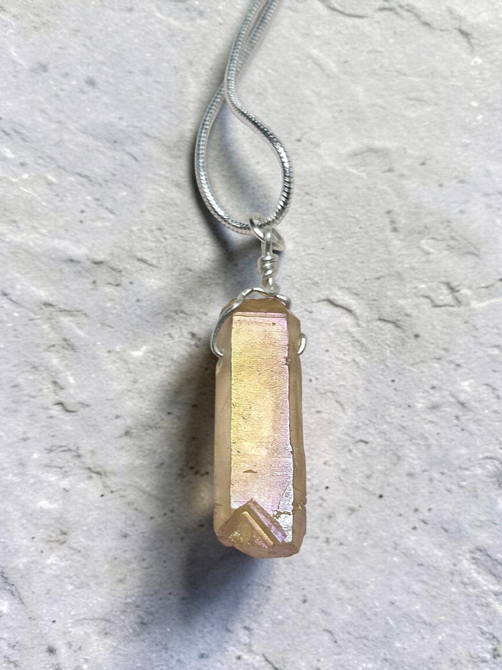 Aurora Quartz Pendant Necklace - Iridescent Gold